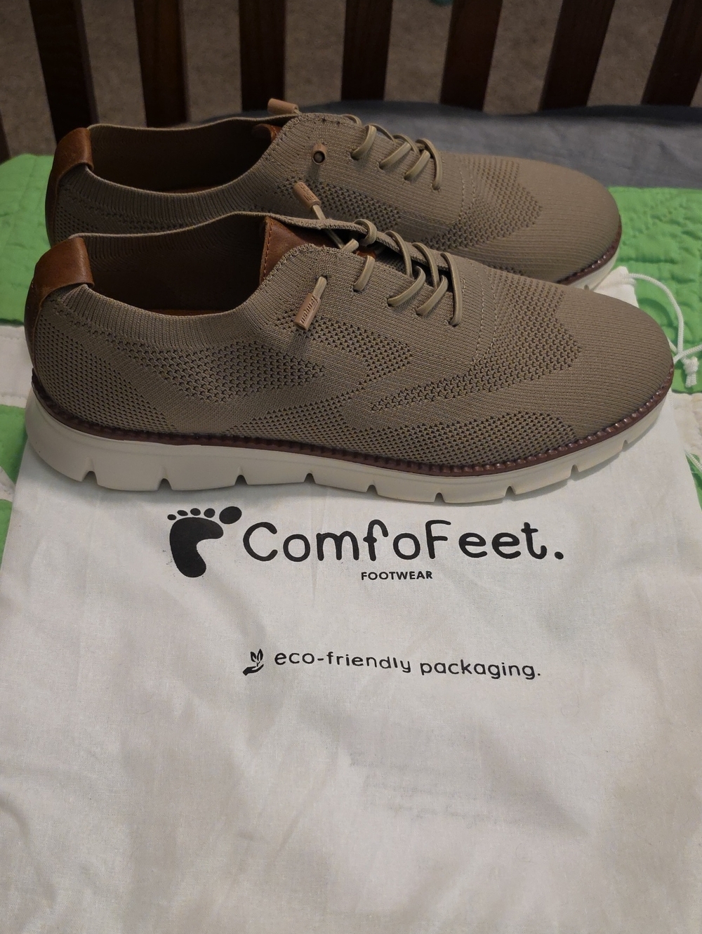 Men’s Knit Lace-Up Casual Shoes in Taupe